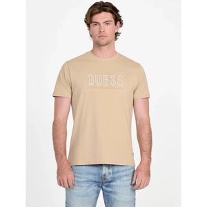 Basis T-shirt met reliëflogo Guess Beige L Basis T-shirt met reliëflogo Guess Beige L