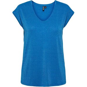 Dames-T-shirt Pieces Billo Lurex Bleu S Dames-T-shirt Pieces Billo Lurex Bleu S