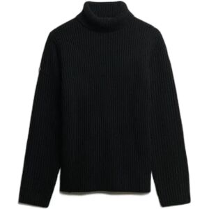 Dames trui met geborstelde kabelpatroon en col roulé Superdry Noir L Dames trui met geborstelde kabelpatroon en col roulé Superdry Noir L