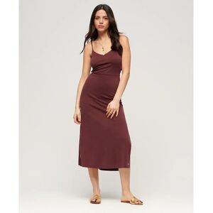 Damesjurk in jersey met open rug Superdry Marron M Damesjurk in jersey met open rug Superdry Marron M