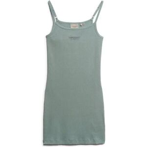 Geribbelde geborduurde spaghetti-jurkje voor dames Superdry Bleu XS Geribbelde geborduurde spaghetti-jurkje voor dames Superdry Bleu XS