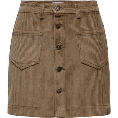 Fluwelen rok met hoge taille voor dames Only Amazing Bruin S Fluwelen rok met hoge taille voor dames Only Amazing Bruin S