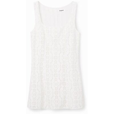 Shorts damesjurk van kant Desigual Wit L Shorts damesjurk van kant Desigual Wit L