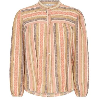 Damesblouse met lange mouwen Pulz Jeans Nila Beige XL Damesblouse met lange mouwen Pulz Jeans Nila Beige XL