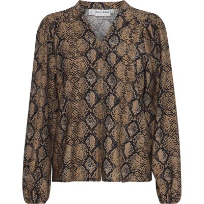 Damesblouse met lange mouwen Pulz Jeans Harper Bruin XL Damesblouse met lange mouwen Pulz Jeans Harper Bruin XL