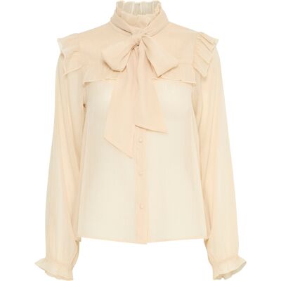 Damesblouse met lange mouwen Pulz Jeans Leah Beige L Damesblouse met lange mouwen Pulz Jeans Leah Beige L