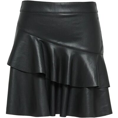 Damesrok Only Emma imitation cuir frill Noir 34 Damesrok Only Emma imitation cuir frill Noir 34