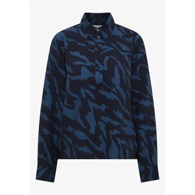 Damesblouse met lange mouwen Cecil AOP Softwave Bleu L Damesblouse met lange mouwen Cecil AOP Softwave Bleu L