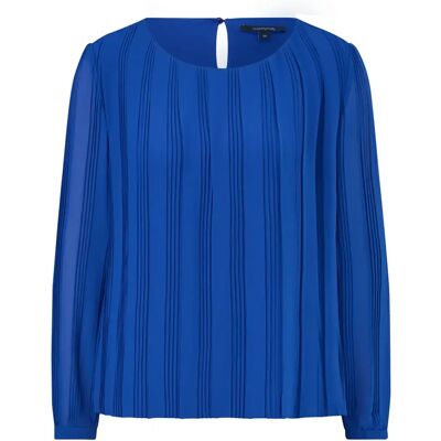 Plissé Chiffon Blouse Dames COMMA Bleu 34 Plissé Chiffon Blouse Dames COMMA Bleu 34