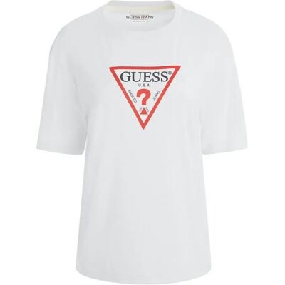Dames-T-shirt Guess Iconic Blanc L Dames-T-shirt Guess Iconic Blanc L
