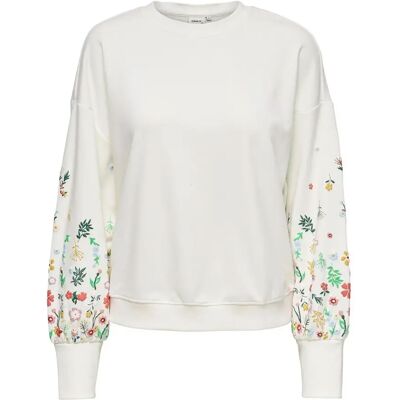 Bloemige sweatshirt voor dames Only Brooke Blanc XS Bloemige sweatshirt voor dames Only Brooke Blanc XS
