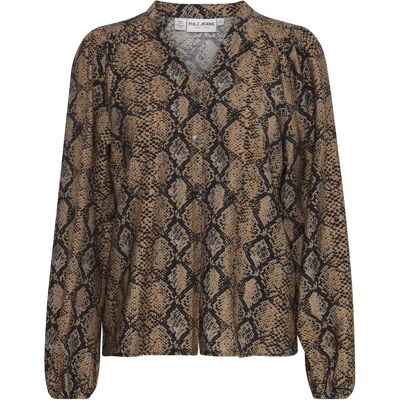 Damesblouse met lange mouwen Pulz Jeans Harper Marron XL Damesblouse met lange mouwen Pulz Jeans Harper Marron XL