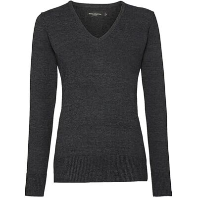 Gebreide trui met V-hals voor dames Russell Athletic Noir XL Gebreide trui met V-hals voor dames Russell Athletic Noir XL