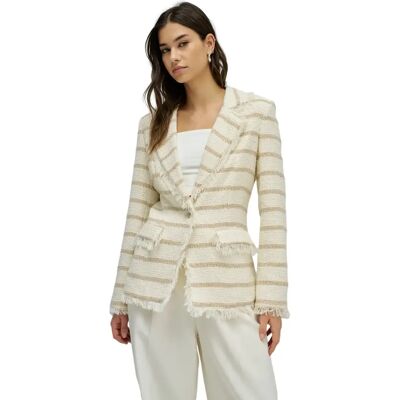 Gestreepte tweed blazer dames Salsa Jeans Beige XL Gestreepte tweed blazer dames Salsa Jeans Beige XL