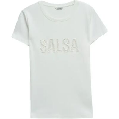 T-shirt met geborduurde textuur voor vrouwen Salsa Jeans Blanc XL T-shirt met geborduurde textuur voor vrouwen Salsa Jeans Blanc XL