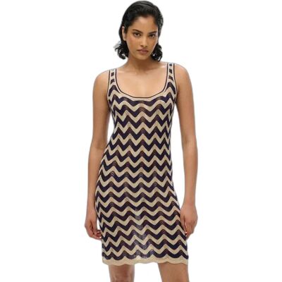 Korte zigzag gebreide jurk voor dames Superdry Bleu XS Korte zigzag gebreide jurk voor dames Superdry Bleu XS
