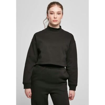 Dames sweatshirt Urban Classics cropped oversized high neck crew Noir S Dames sweatshirt Urban Classics cropped oversized high neck crew Noir S