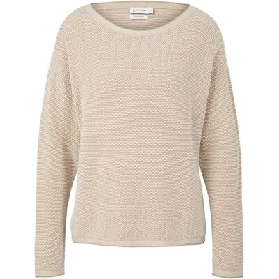 Gestructuurde brei top voor dames Tom Tailor Beige S Gestructuurde brei top voor dames Tom Tailor Beige S