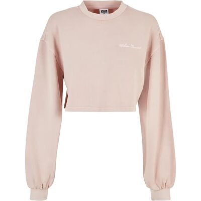 Sweatshirt rongkraag court badstof met kleine borduursels vrouw Urban Classics Rose XL Sweatshirt rongkraag court badstof met kleine borduursels vrouw Urban Classics Rose XL