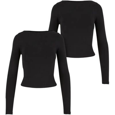 Dames-T-shirt met lange mouwen Urban Classics Ruffled Super Slim (x2) Noir 5XL Dames-T-shirt met lange mouwen Urban Classics Ruffled Super Slim (x2) Noir 5XL