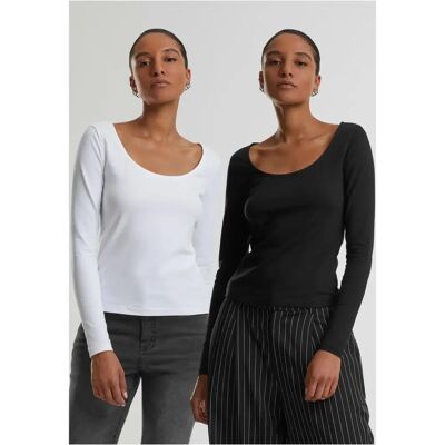 Dames-T-shirt met lange mouwen Urban Classics (x2) Noir XS Dames-T-shirt met lange mouwen Urban Classics (x2) Noir XS