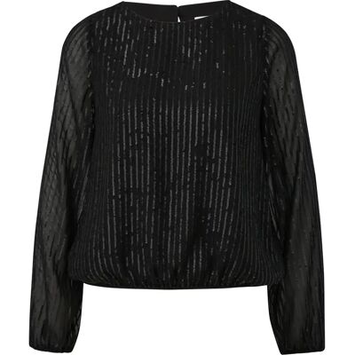Damesblouse met lange mouwen, pailletten en v-hals COMMA Noir 38 Damesblouse met lange mouwen, pailletten en v-hals COMMA Noir 38