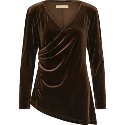 Damesblouse met lange mouwen CULTURE Chananna Marron M Damesblouse met lange mouwen CULTURE Chananna Marron M