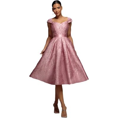 Damesjurk met plooi Goddiva Crushed Midi Rose 46 Damesjurk met plooi Goddiva Crushed Midi Rose 46
