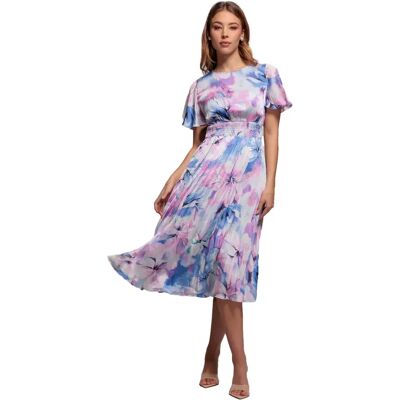 Damesjurk met plooi Goddiva Flutter Midi Bleu 38 Damesjurk met plooi Goddiva Flutter Midi Bleu 38