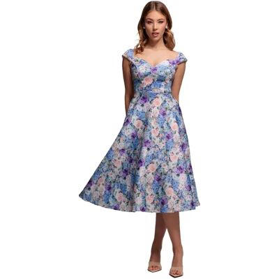 Damesjurk Goddiva Floral Print A-Line Midi Vert 38 Damesjurk Goddiva Floral Print A-Line Midi Vert 38