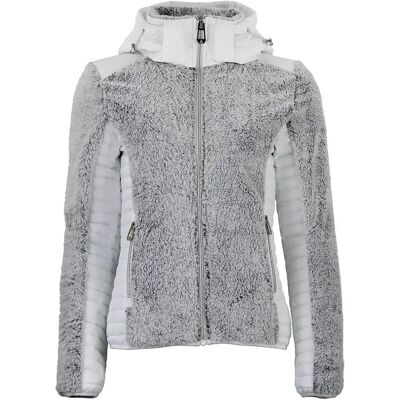 Dames gebreide hoodie met rits in twee materialen Peak Mountain Wit L Dames gebreide hoodie met rits in twee materialen Peak Mountain Wit L