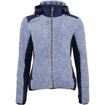 Dames gebreide hoodie met rits in twee materialen Peak Mountain Blauw L Dames gebreide hoodie met rits in twee materialen Peak Mountain Blauw L