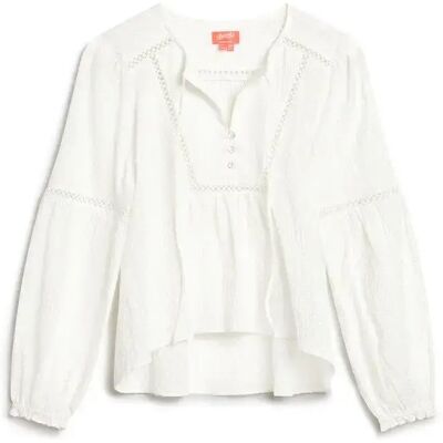 Damesblouse met lange mouwen Superdry Ibiza Wit L Damesblouse met lange mouwen Superdry Ibiza Wit L