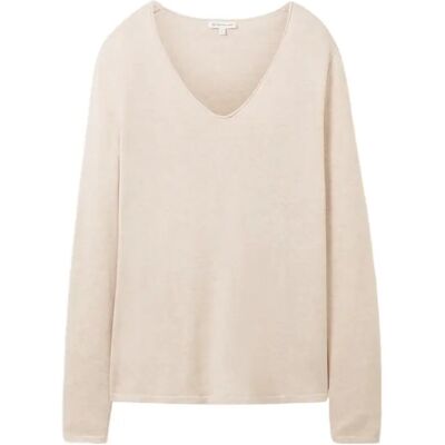 V-hals trui dames Tom Tailor Basic Beige XS V-hals trui dames Tom Tailor Basic Beige XS