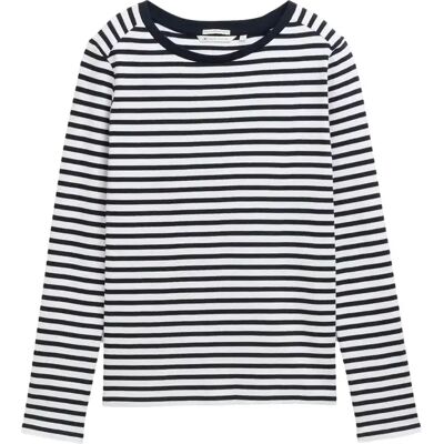 Gestreepte interlock lange mouwen T-shirt voor dames Tom Tailor Denim Bleu M Gestreepte interlock lange mouwen T-shirt voor dames Tom Tailor Denim Bleu M