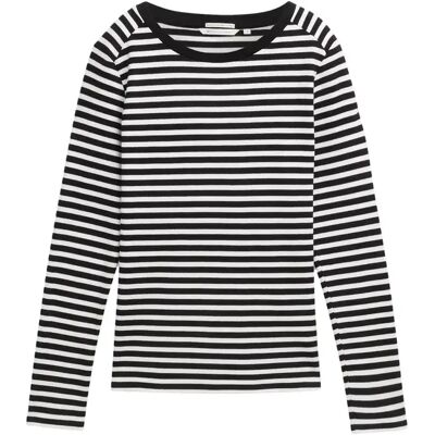 Gestreepte interlock lange mouwen T-shirt voor dames Tom Tailor Denim Noir L Gestreepte interlock lange mouwen T-shirt voor dames Tom Tailor Denim Noir L