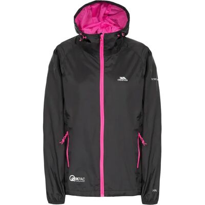 Dames waterdichte hoodie-jack met rits Trespass Qikpac Zwart M Dames waterdichte hoodie-jack met rits Trespass Qikpac Zwart M
