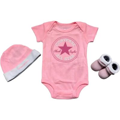 Baby romper, muts en laarsjes set Converse CHN Classic CTP (x3) Rose 0/6 mois Baby romper, muts en laarsjes set Converse CHN Classic CTP (x3) Rose 0/6 mois