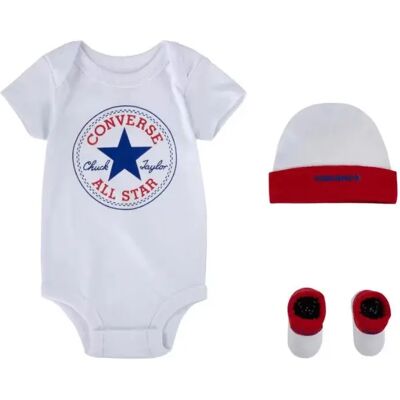 Baby romper, muts en laarsjes set Converse CHN Classic CTP (x3) Blanc 0/6 mois Baby romper, muts en laarsjes set Converse CHN Classic CTP (x3) Blanc 0/6 mois