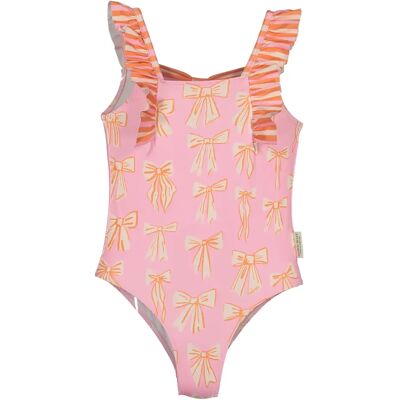 1-delig meisjes zwempak Paper Boat Beach Stripes and Bows Rose 8 ans 1-delig meisjes zwempak Paper Boat Beach Stripes and Bows Rose 8 ans