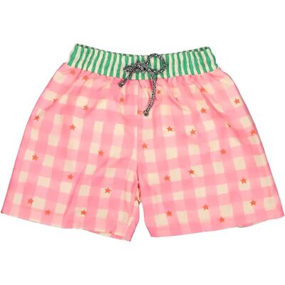 Klassiek zwemshort baby jongen Paper Boat Gingham Stars Vert 1 an Klassiek zwemshort baby jongen Paper Boat Gingham Stars Vert 1 an