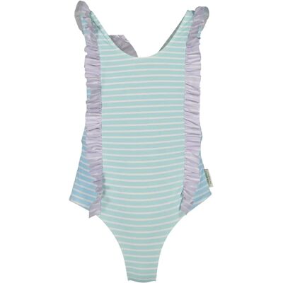 1-delig meisjes zwempak Paper Boat Pastel Stripes Bleu 4 ans 1-delig meisjes zwempak Paper Boat Pastel Stripes Bleu 4 ans