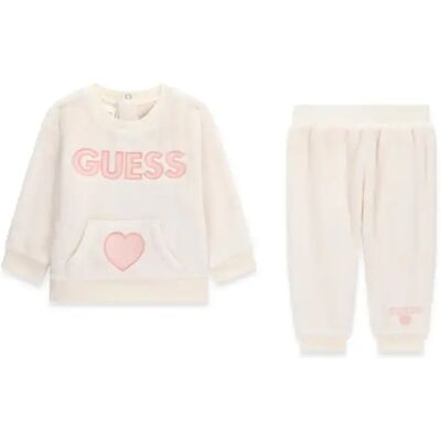 Set van sweatshirt en broek voor meisjesbaby Guess Blanc 18 maanden Set van sweatshirt en broek voor meisjesbaby Guess Blanc 18 maanden