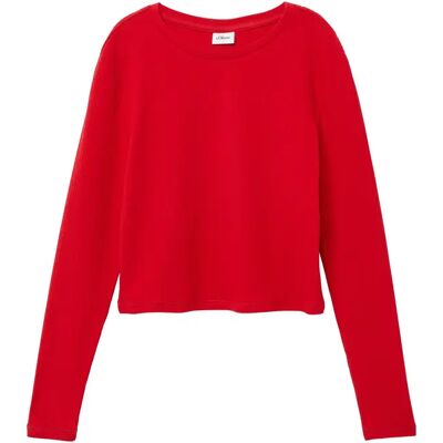 Geribbelde lange mouwen t-shirt voor meisjes s.Oliver Rouge 11/12 jaar Geribbelde lange mouwen t-shirt voor meisjes s.Oliver Rouge 11/12 jaar
