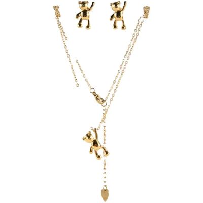 Halsketting en oorbel set met gouden studs met berenbedels vrouw 24 Colours Doré TU Halsketting en oorbel set met gouden studs met berenbedels vrouw 24 Colours Doré TU