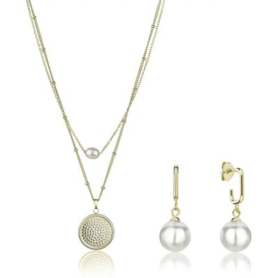 Ketting, armband en oorbellen set Isabella Ford June Pearl Doré TU Ketting, armband en oorbellen set Isabella Ford June Pearl Doré TU