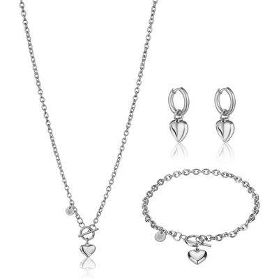 Halsketting en oorbellen roestvrij staal voor dames Marc Lauder Love Gris TU Halsketting en oorbellen roestvrij staal voor dames Marc Lauder Love Gris TU