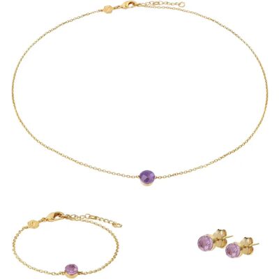 Halsketting, armband en oorbellen set van amethist voor dames Sloya Aurora Violet TU Halsketting, armband en oorbellen set van amethist voor dames Sloya Aurora Violet TU