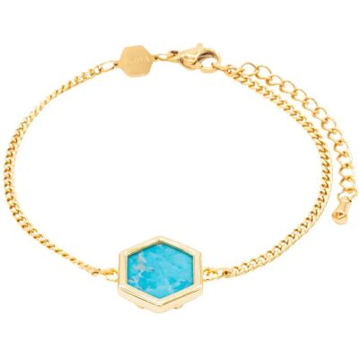 Turbquoise stenen armband voor dames Sloya Hexalia Bleu 17/21,5 cm Turbquoise stenen armband voor dames Sloya Hexalia Bleu 17/21,5 cm