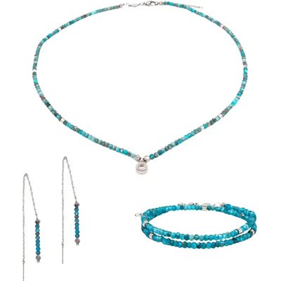 Halsketting, armband en oorbellen van steen voor vrouwen Sloya Lumia Blauw 16,5/20 cm Halsketting, armband en oorbellen van steen voor vrouwen Sloya Lumia Blauw 16,5/20 cm